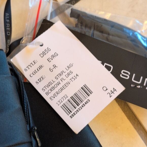 NWT Alfred Sung Gown Strapless Draped Bodice Column Dress Bow Evergreen Green 6 - Picture 7 of 14